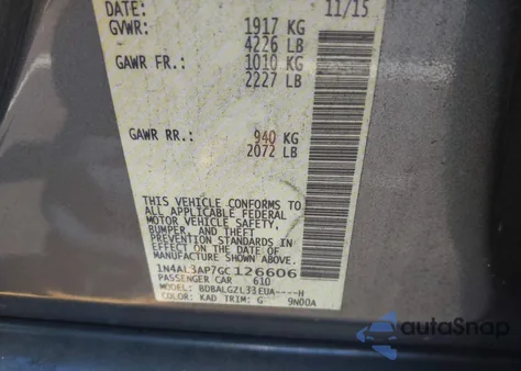 2016 Nissan Altima 2.5 S из США, поврежденный, VIN 1N4AL3AP7GC126606